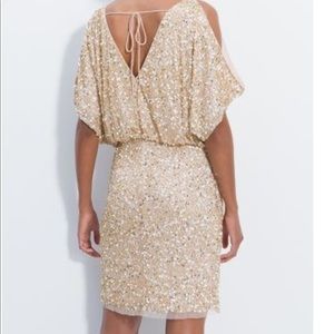 Aidan Mattox champagne sequin dress